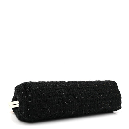 Chanel Tweed Quilted Kiss Lock Clutch Black 4 of 7