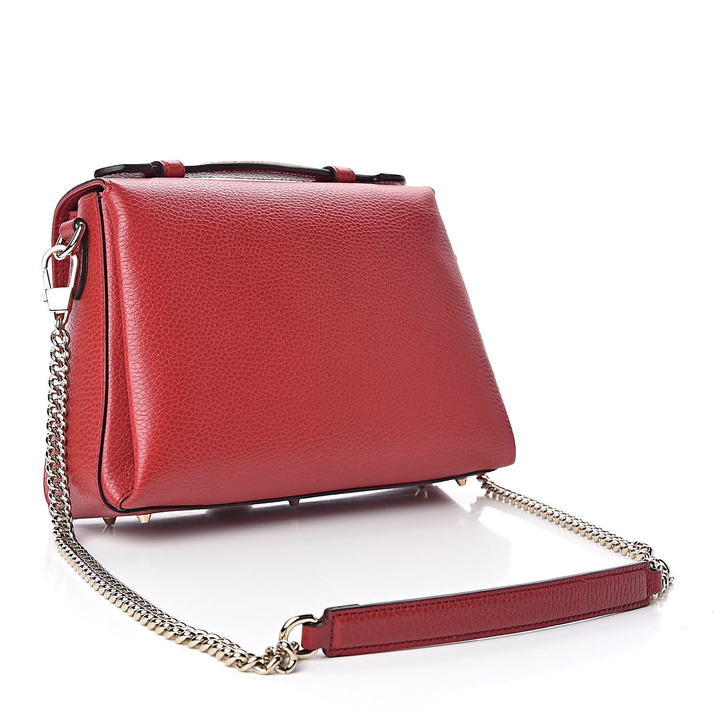 Dollar Calfskin Interlocking G Top Handle Shoulder Bag Red