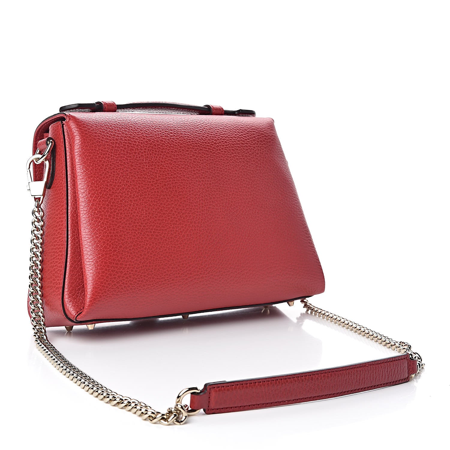 Gucci Dollar Calfskin Interlocking G Top Handle Shoulder Bag Red 3 of 10