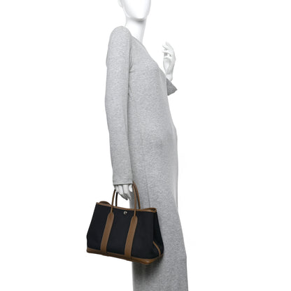 Hermes Toile Militaire Vache Country Garden Party Tote 30 Black Bleu Marine Beige Weimar 2 of 10