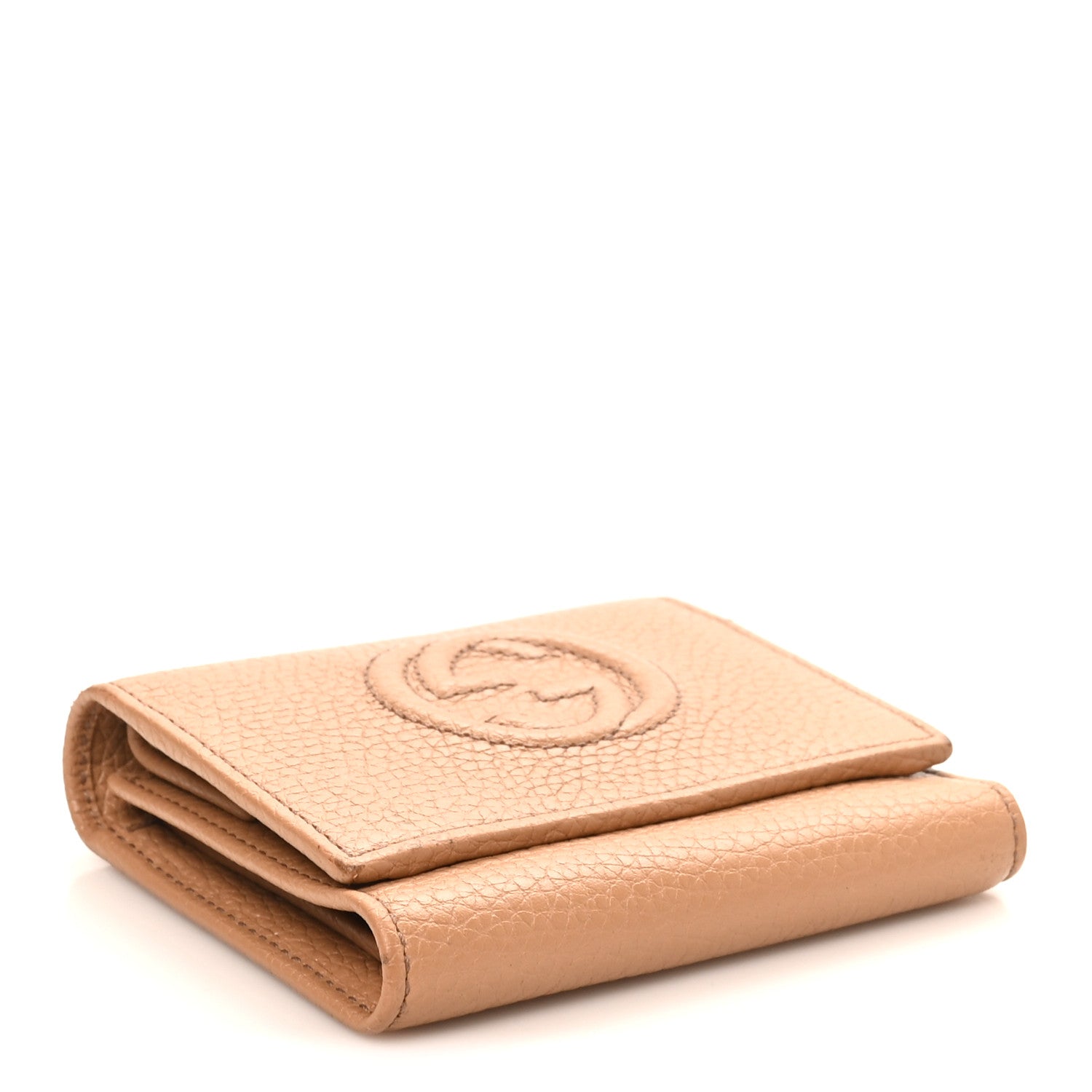 Gucci Pebbled Calfskin Soho Compact Flap Wallet Camelia 4 of 8