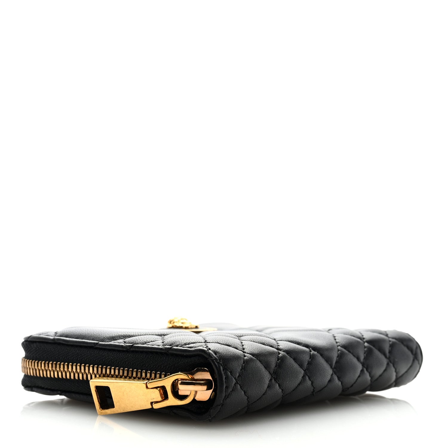 Versace Nappa Quilted Tribute Compact Zip Around Wallet Black 4 of 6