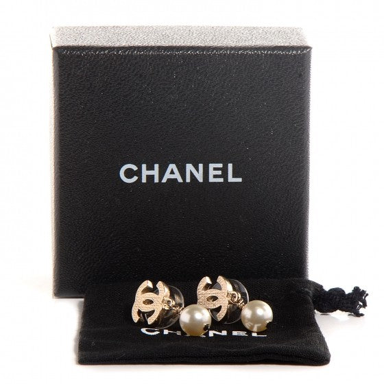 Chanel Pearl CC Dangle Earrings Gold 4 of 4