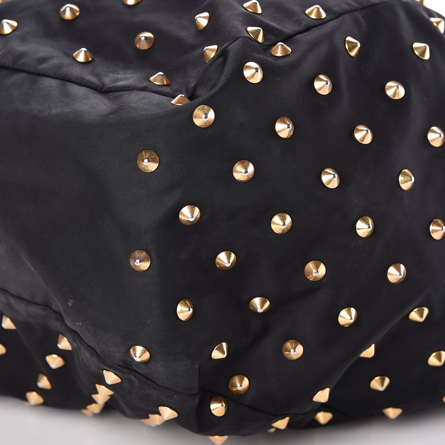 Nylon Studded Shoulder Bag Black