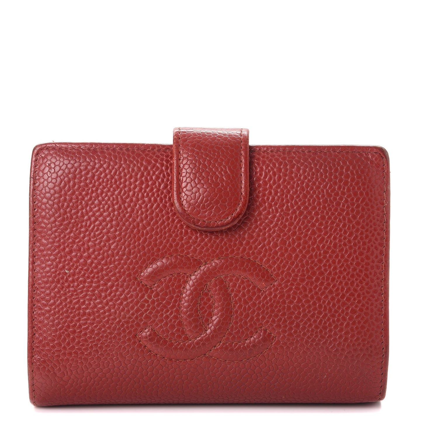 Caviar Timeless CC Compact French Wallet Red