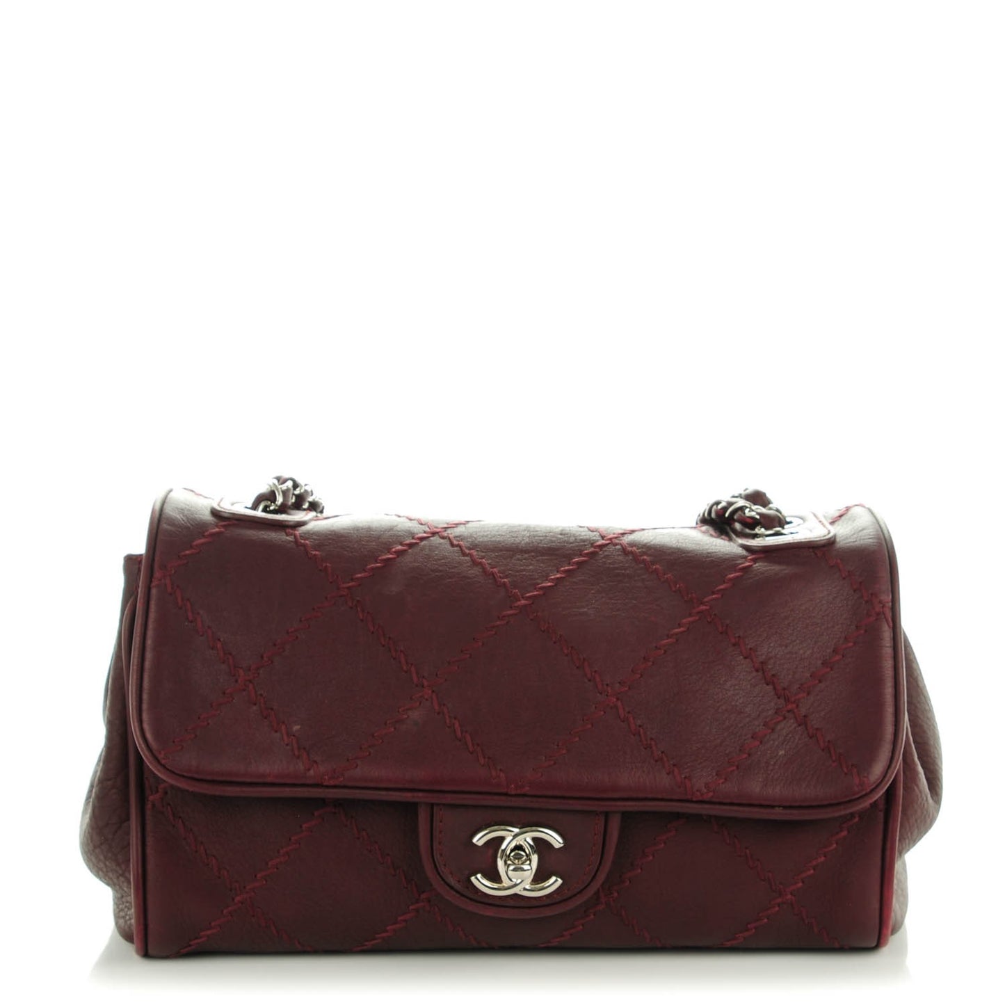 Calfskin Ultimate Stitch Flap Burgundy