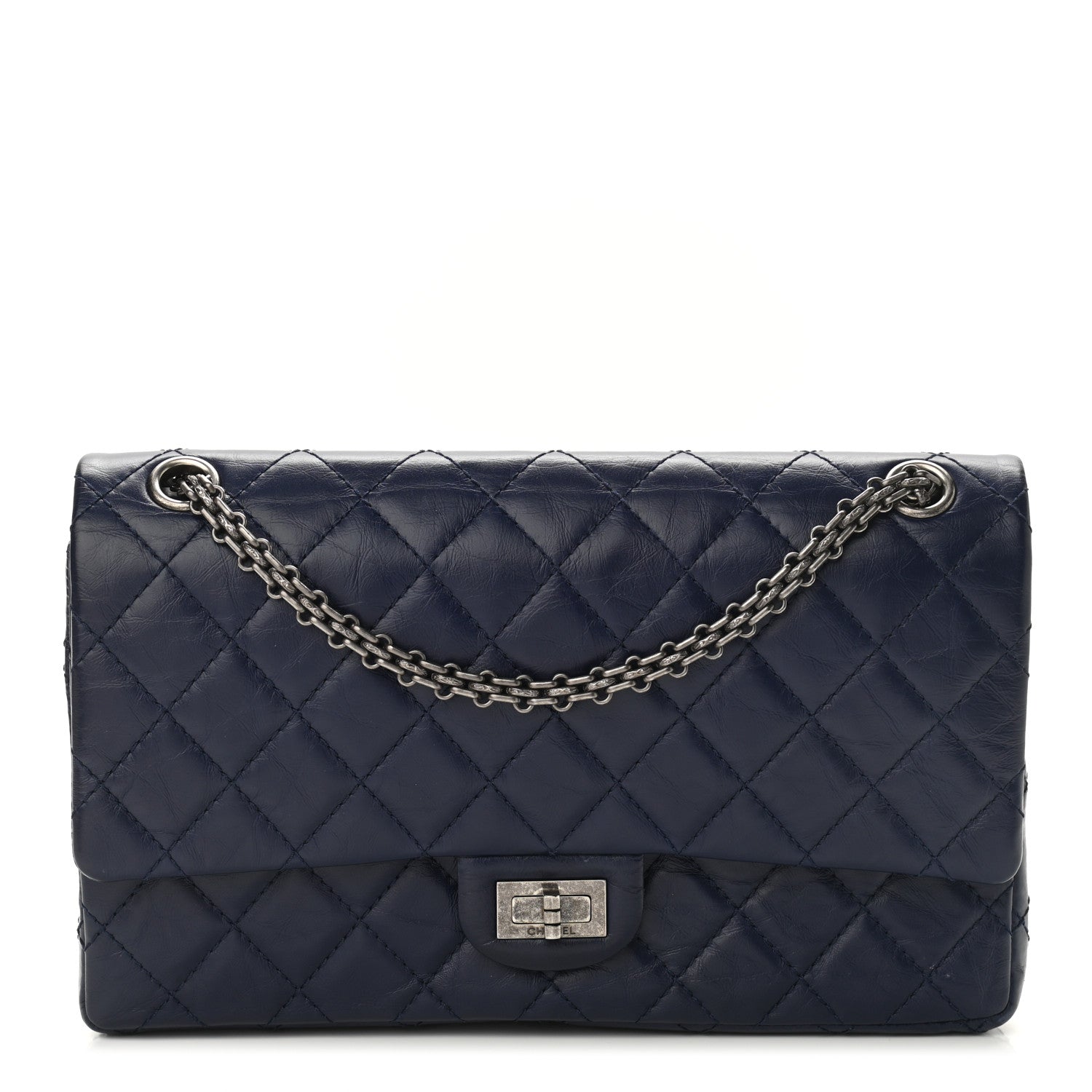 Chanel Aged Calfskin Quilted 2.55 Reissue 226 Flap Navy Blue 1 of 12