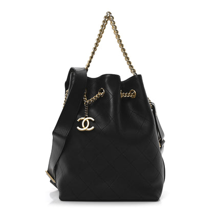 Chanel Calfskin Quilted Small On My Shoulder Drawstring Bag Black 1 of 11