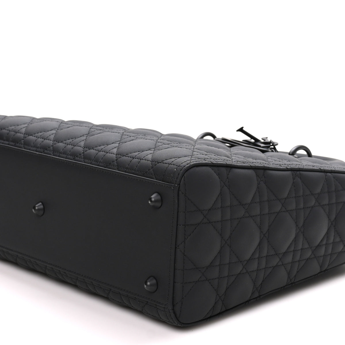 Ultra Matte Calfskin Cannage Large Lady Dior Black