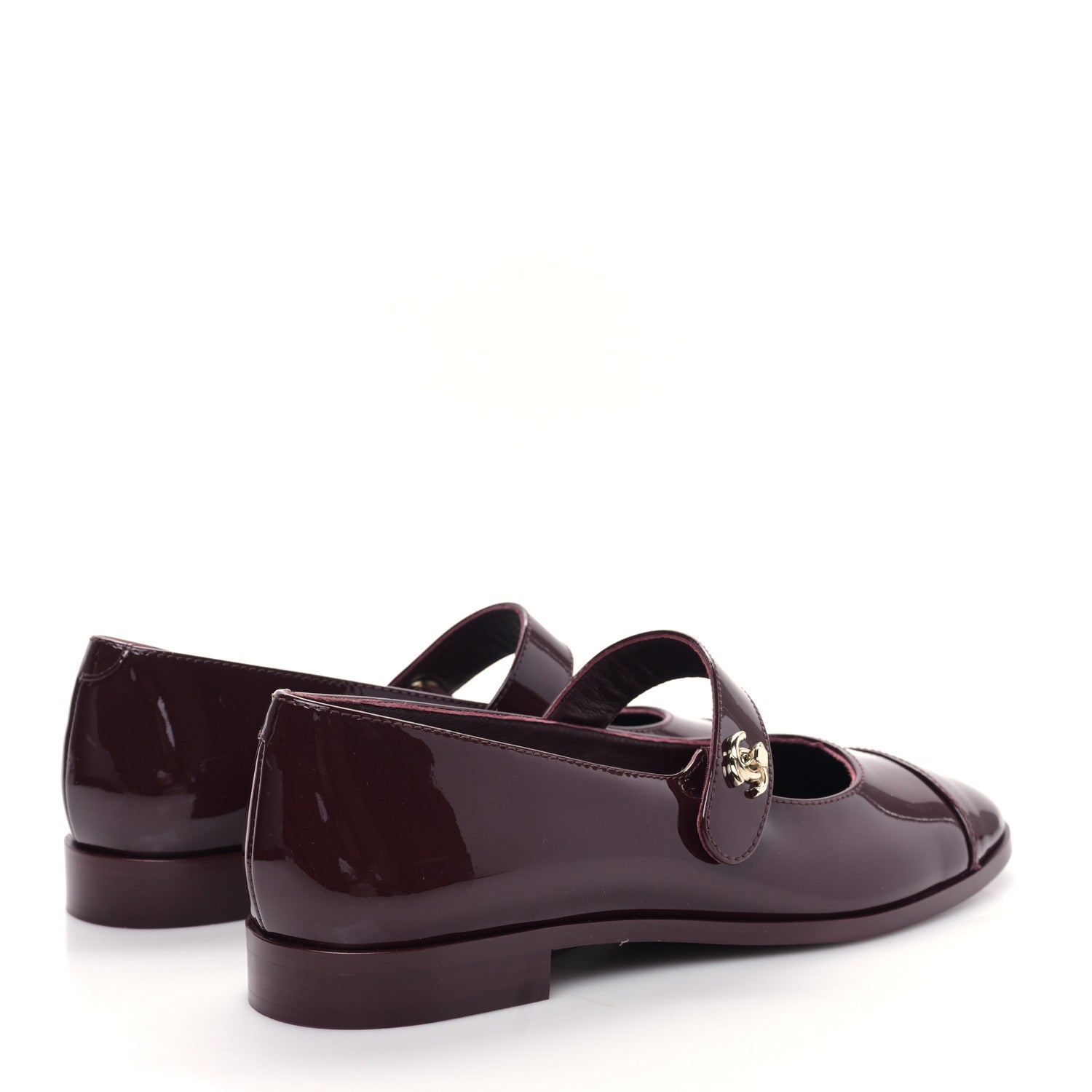 Chanel Patent Calfskin Mary Janes Flats 39 Burgundy 4 of 9