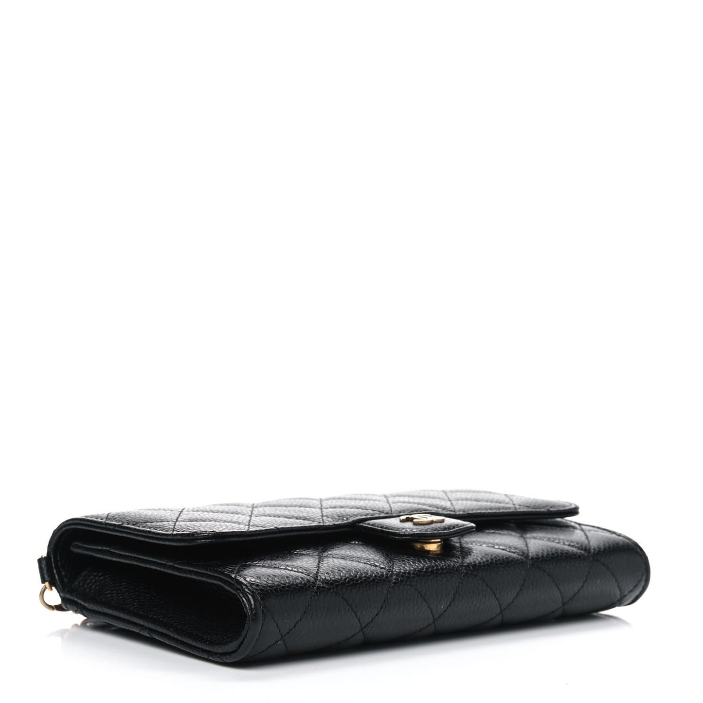 Caviar Quilted Wallet on Removable Chain Black