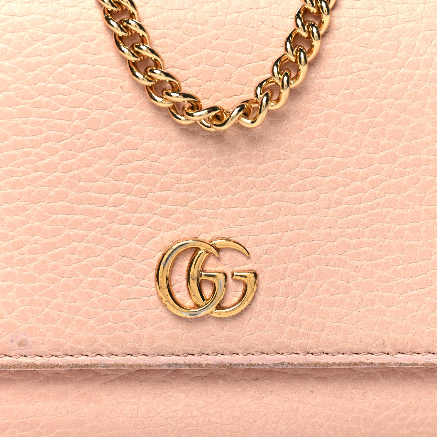 Gucci Dollar Calfskin Petite GG Marmont Wallet Chain Perfect Pink 9 of 17