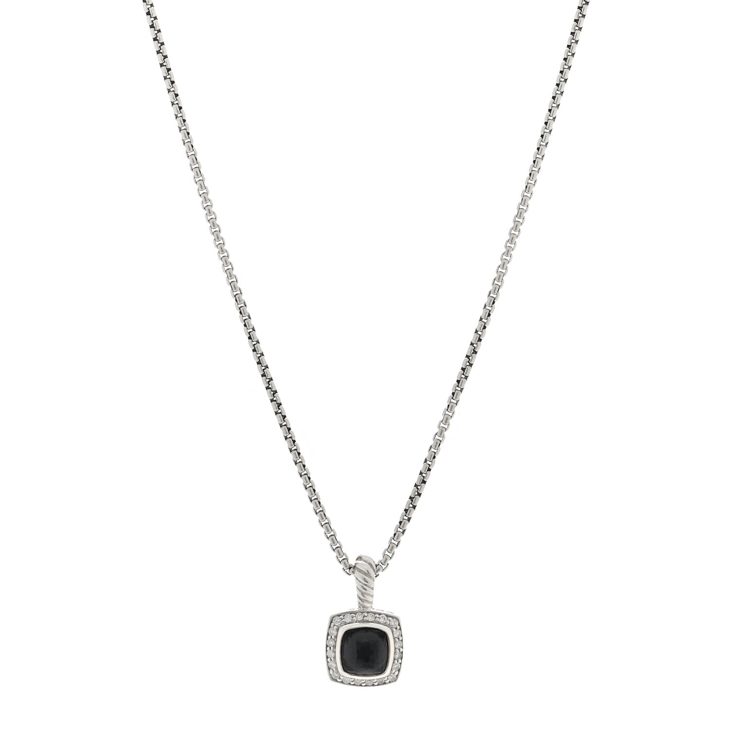 David Yurman Sterling Silver Diamond Black Orchid 7mm Petite Albion Necklace 1 of 5