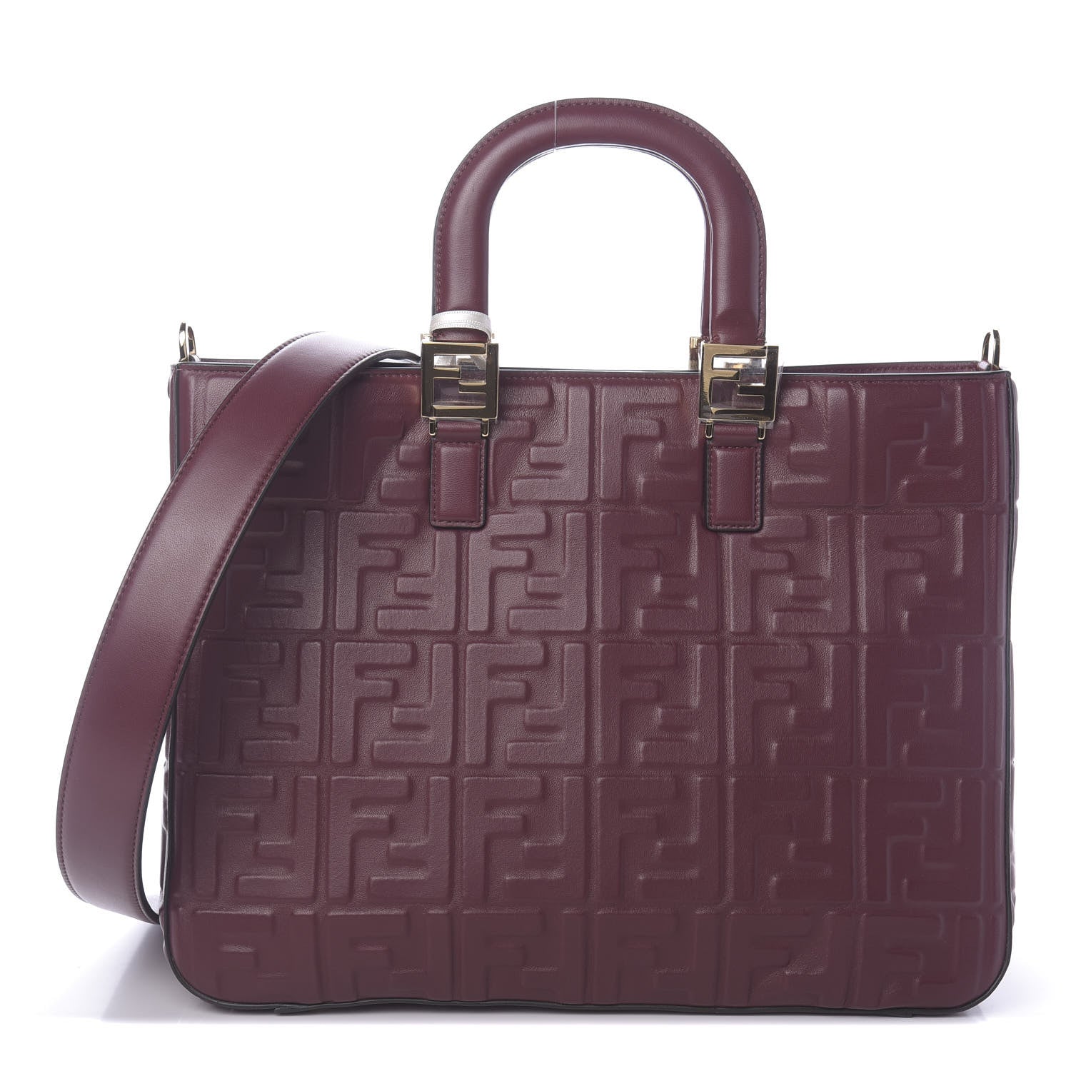 Fendi Nappa FF 1974 Embossed Medium FF Tote Barolo 1 of 10