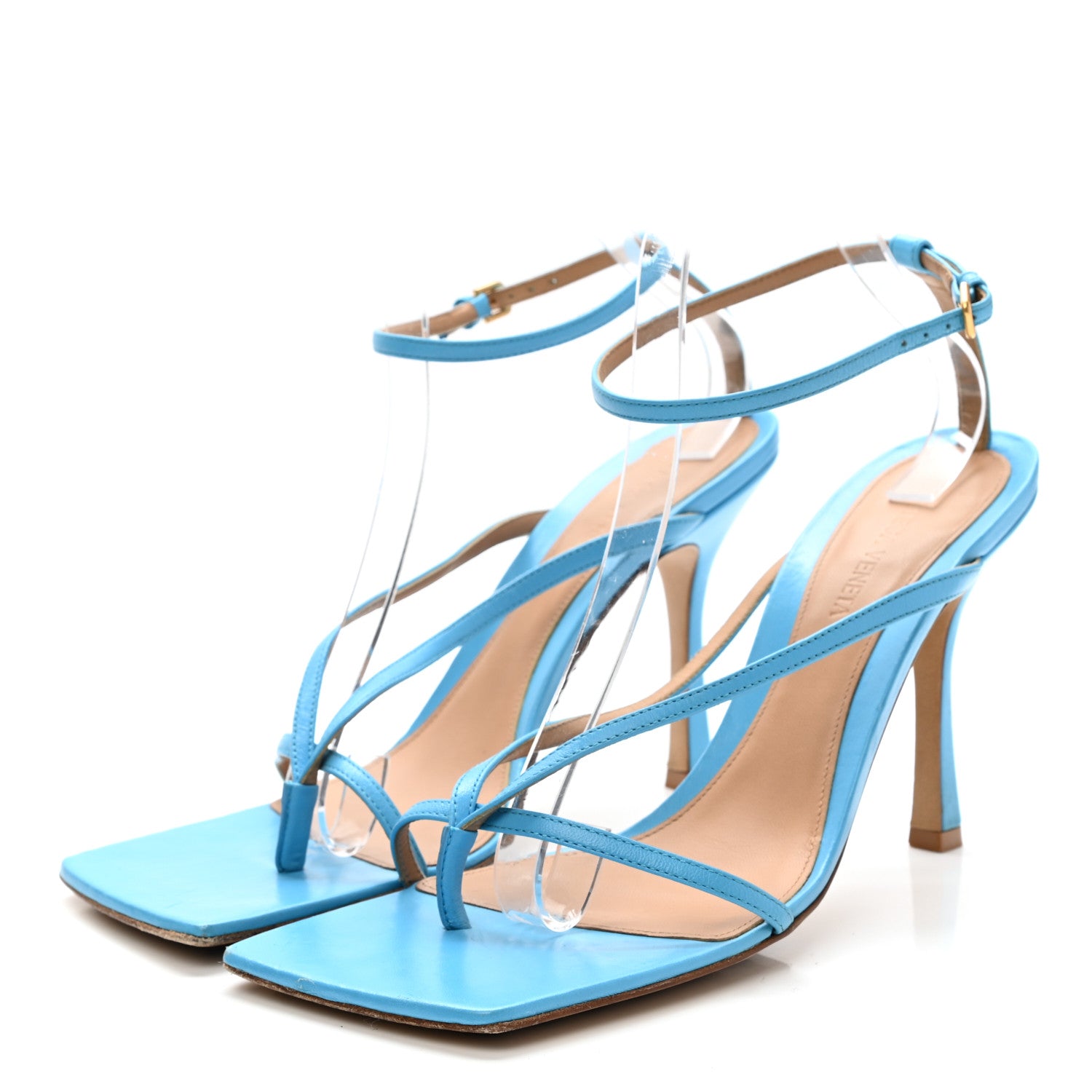 Bottega Veneta Lambskin Stretch Multi Strap 90mm Sandals 41 Sky Blue 3 of 11