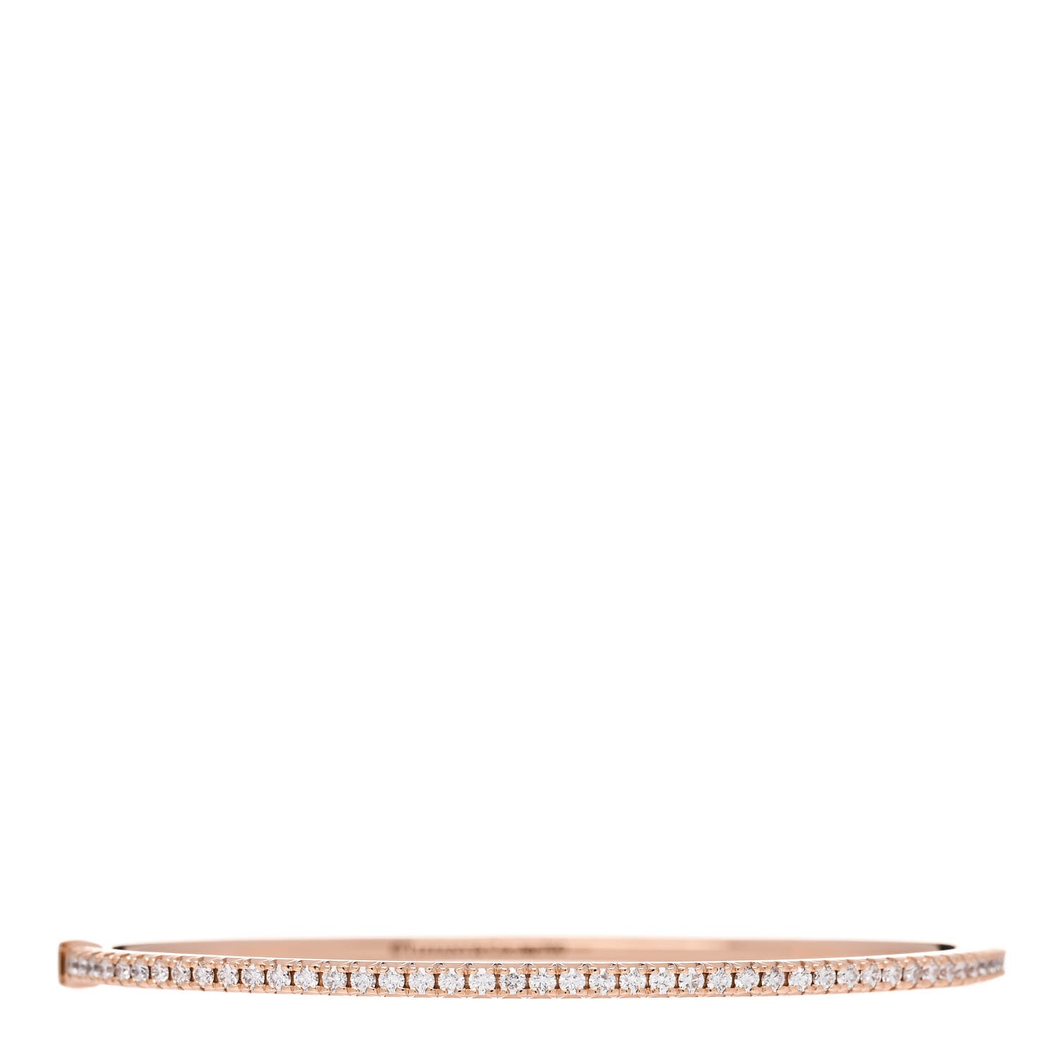 Tiffany 18K Rose Gold Diamond Metro Hinged Bangle Bracelet 1 of 4