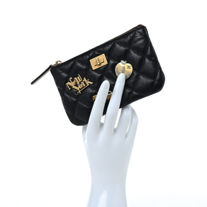 Chanel Aged Calfskin Quilted Small Lucky Charms Cosmetic Case Black 2 of 8