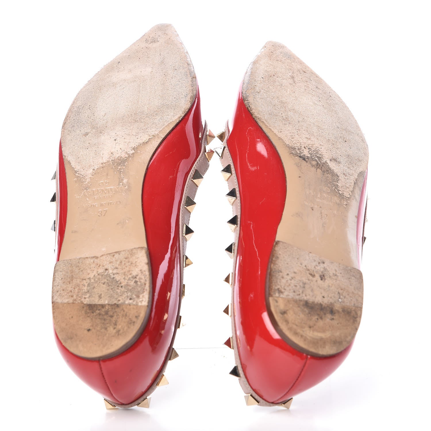 Valentino Garavani Patent Nappa Rockstud Ballerina Flats 37 Rosso Valentino Poudre 7 of 14