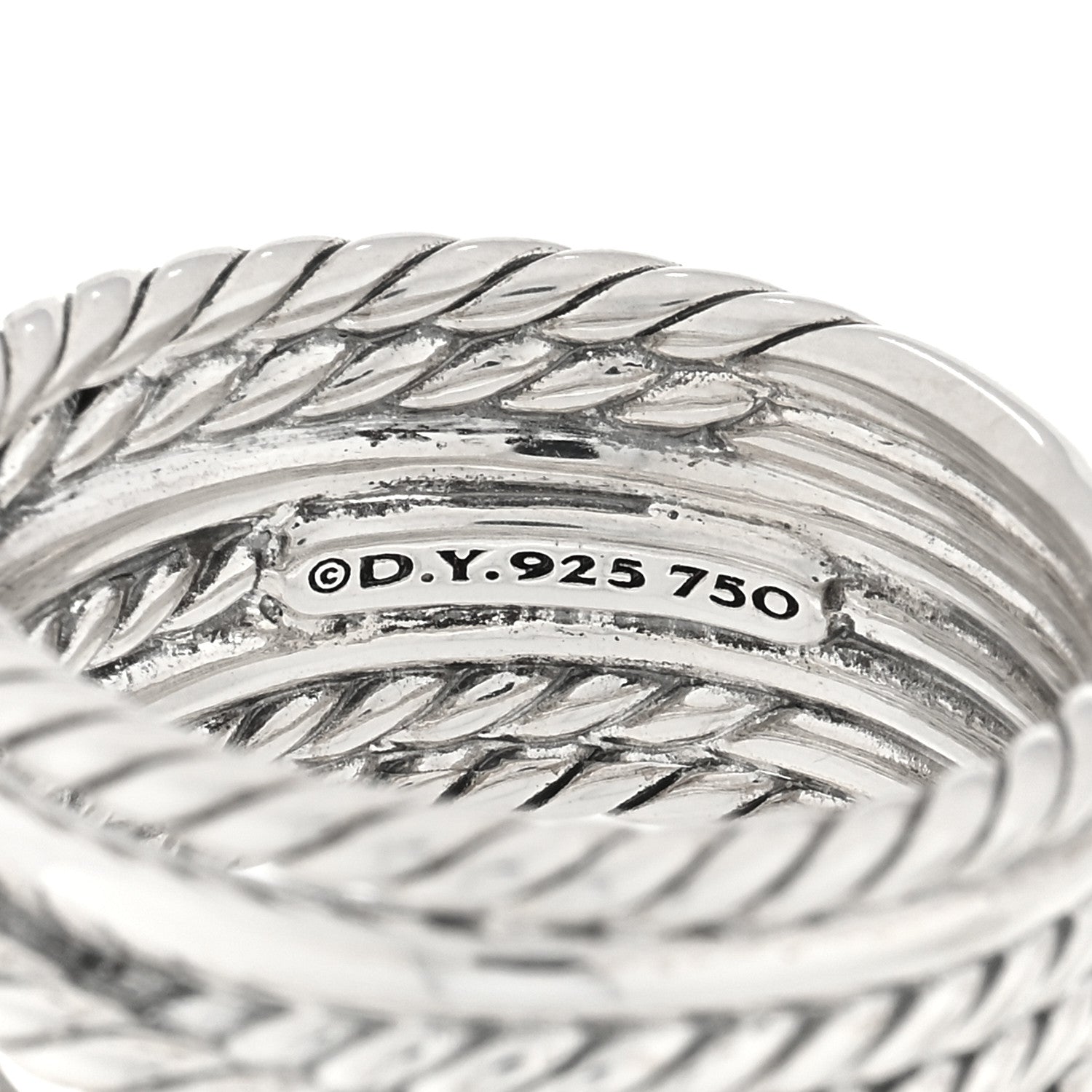 David Yurman Sterling Silver 18K Yellow Gold Double X Crossover Ring 55 7.25 4 of 5