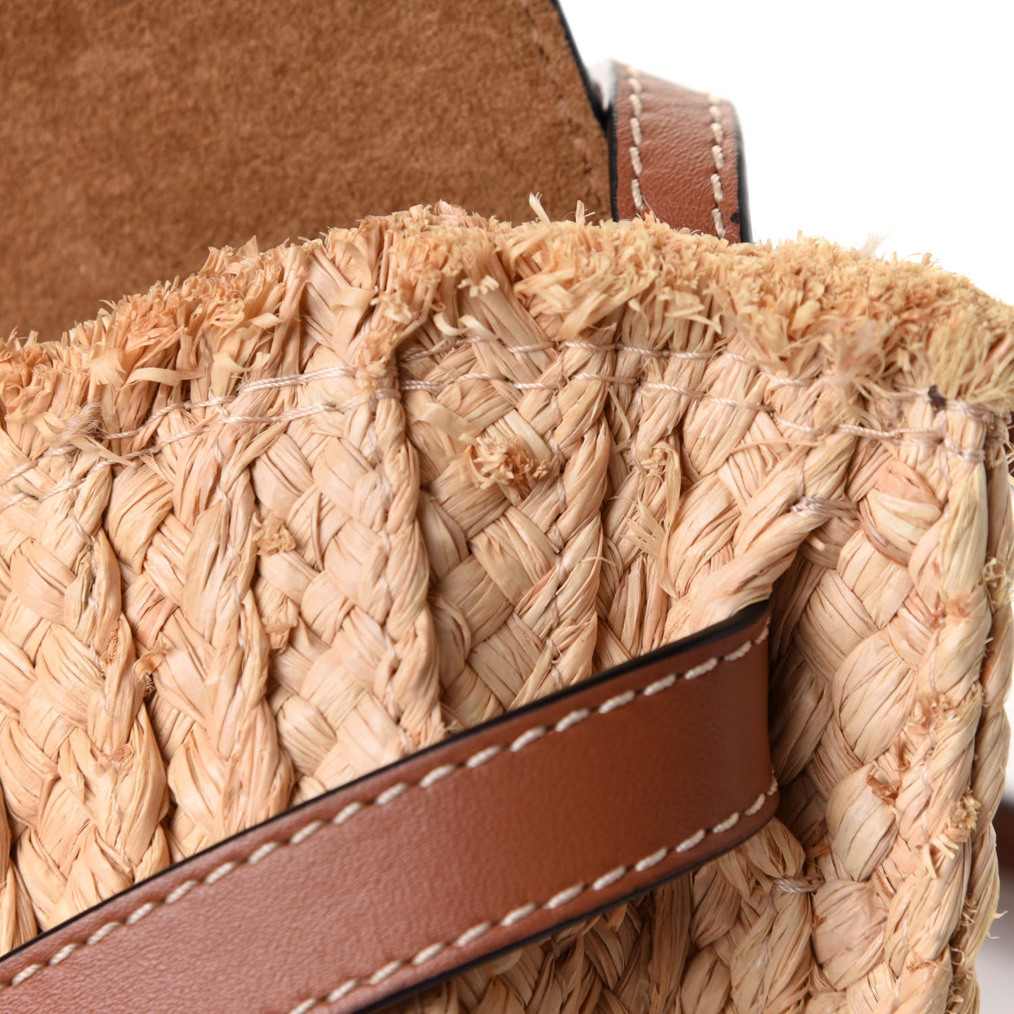 Calfskin Raffia Mini Gate Crossbody Bag Natural Tan