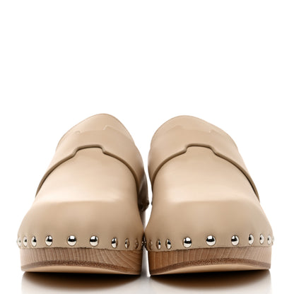 Hermes Calfskin Calya Mules 38 Hetre 2 of 8
