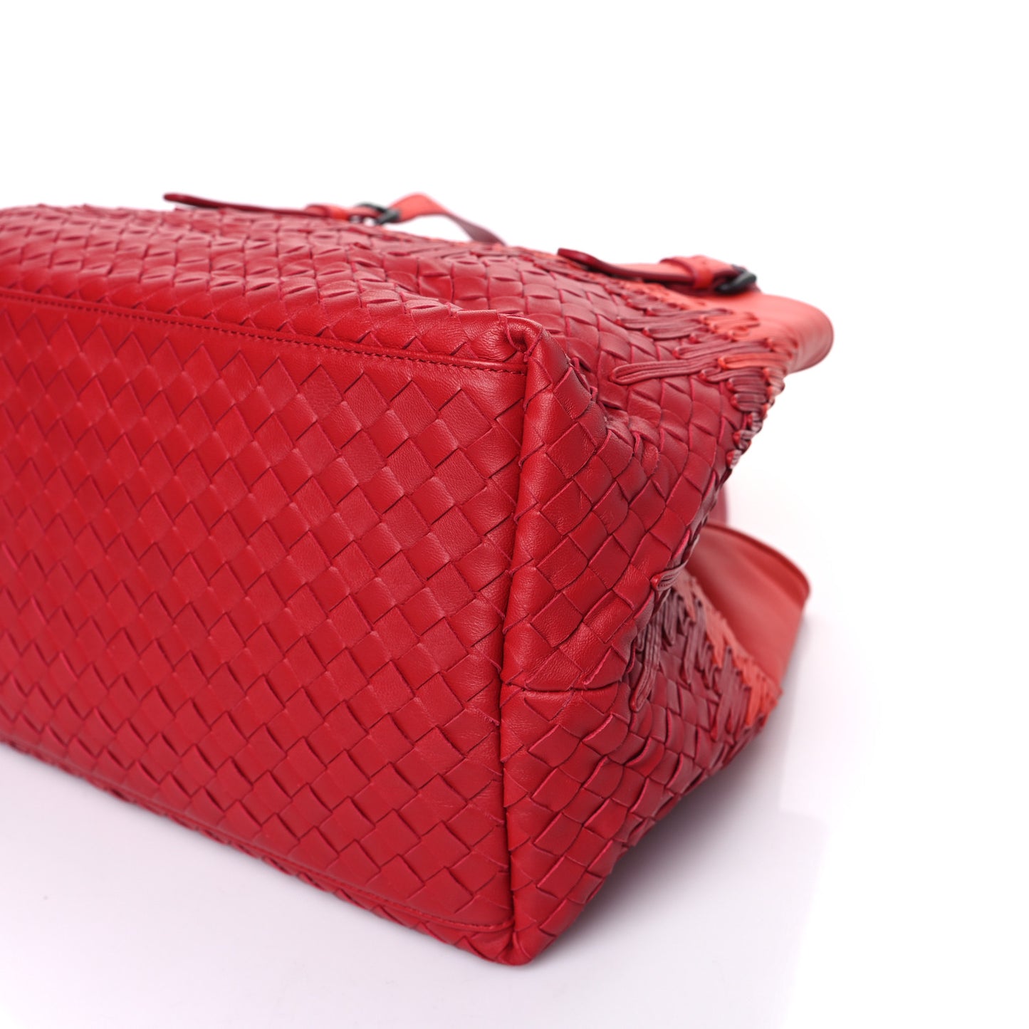 Nappa Intrecciato Medium Flow Wave Tote Orange Red