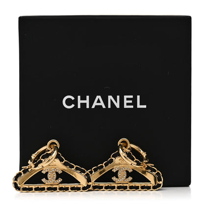 Chanel Lambskin Enamel CC Hanger Dangle Earrings Gold 5 of 5