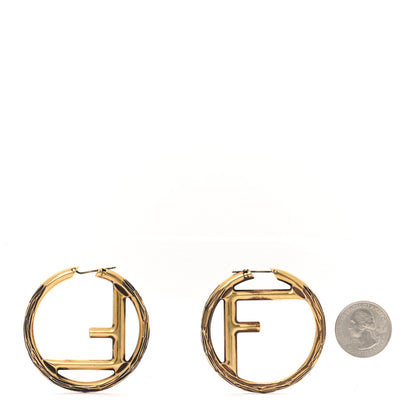 Fendi Metal FF Hoop Earrings Gold 2 of 6