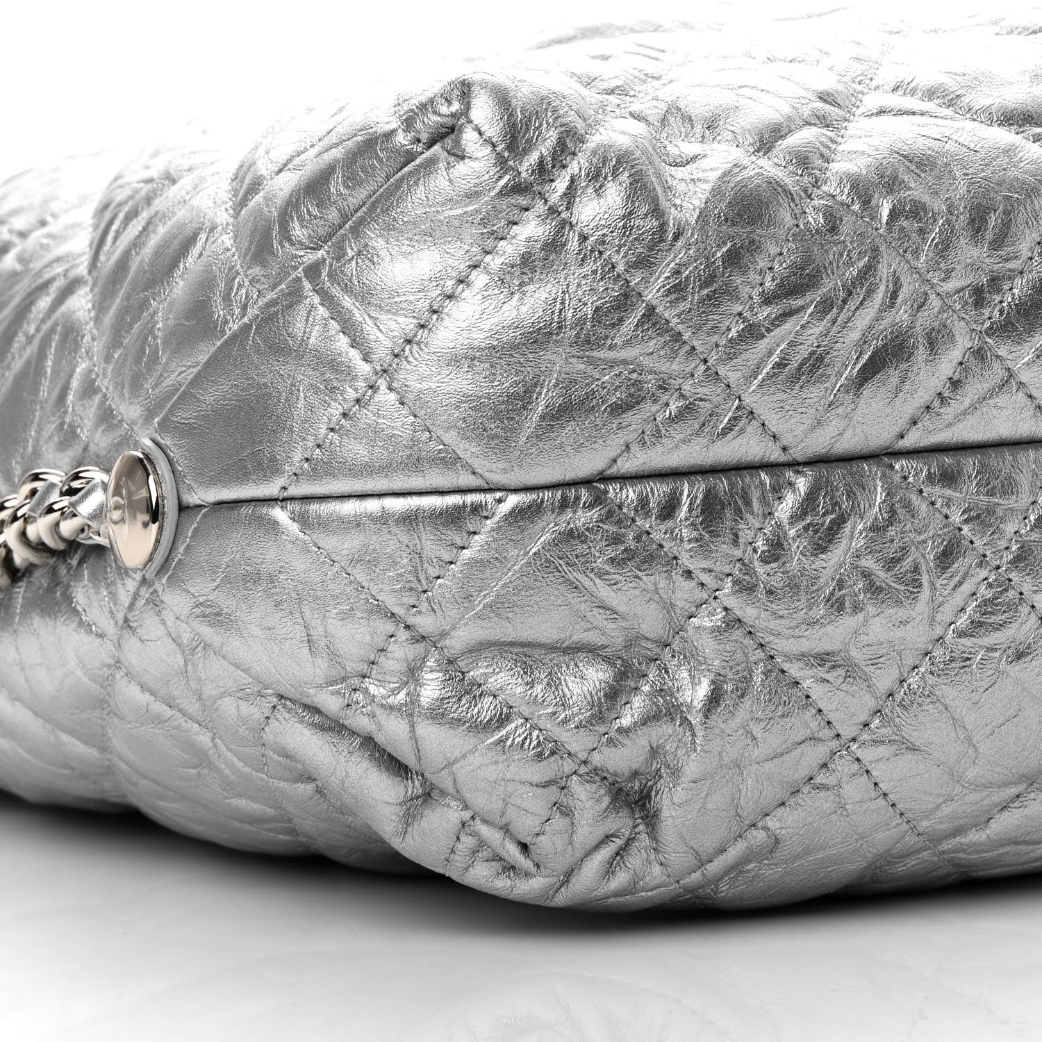 Chanel Metallic Crackled Calfskin Quilted Large Big Bang Hobo Silver 8 of 14