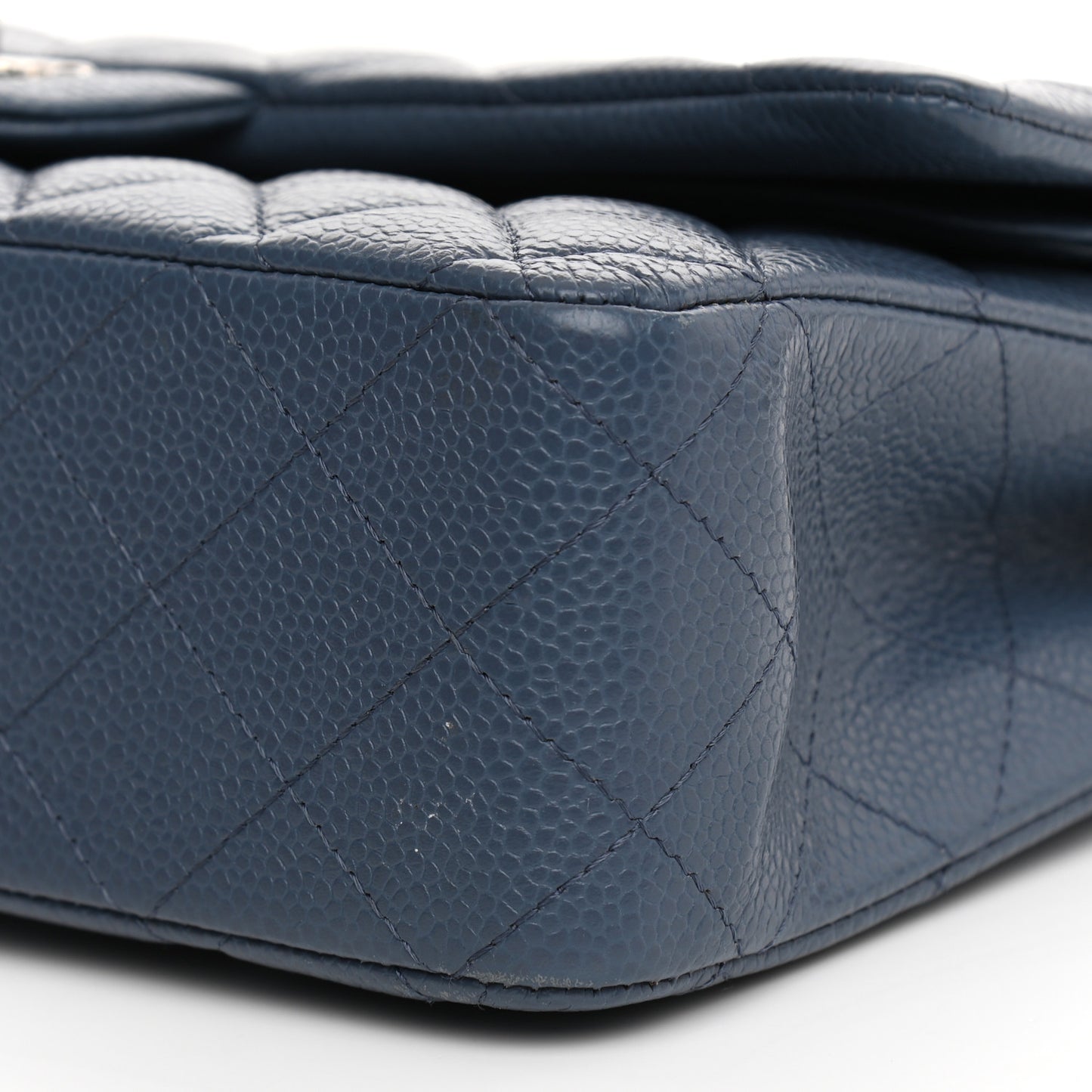 Caviar Quilted Medium Double Flap Blue