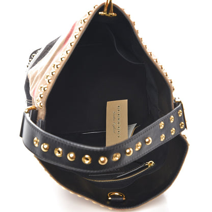 Burberry Canvas Mega Check Studded Medium Ashby Bucket Bag Black 5 of 10