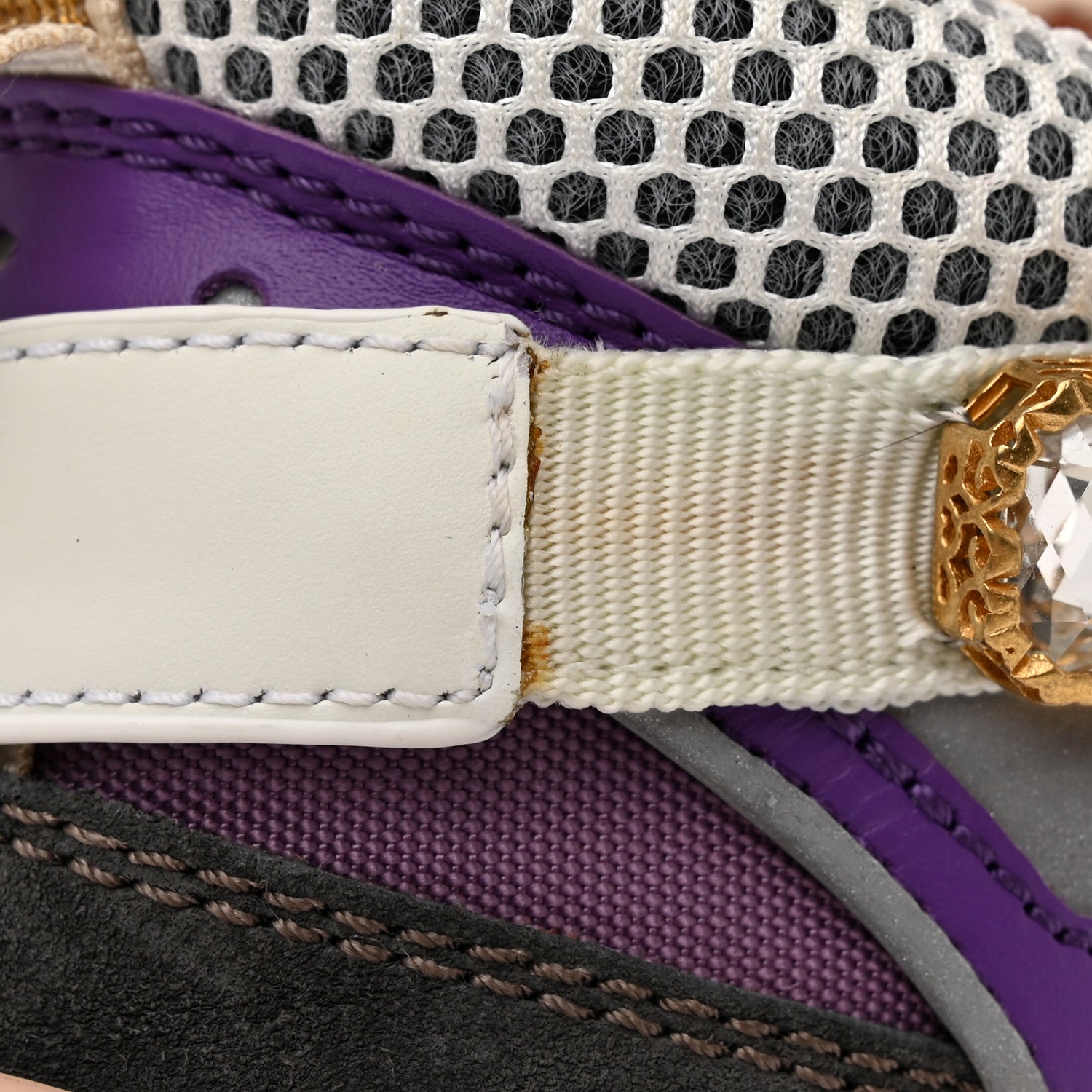 Gucci X SEGA Nylon Calfskin Suede Removable Crystals Womens Flashtrek Sneakers 36 Lavender Loess Shine Purple 9 of 10