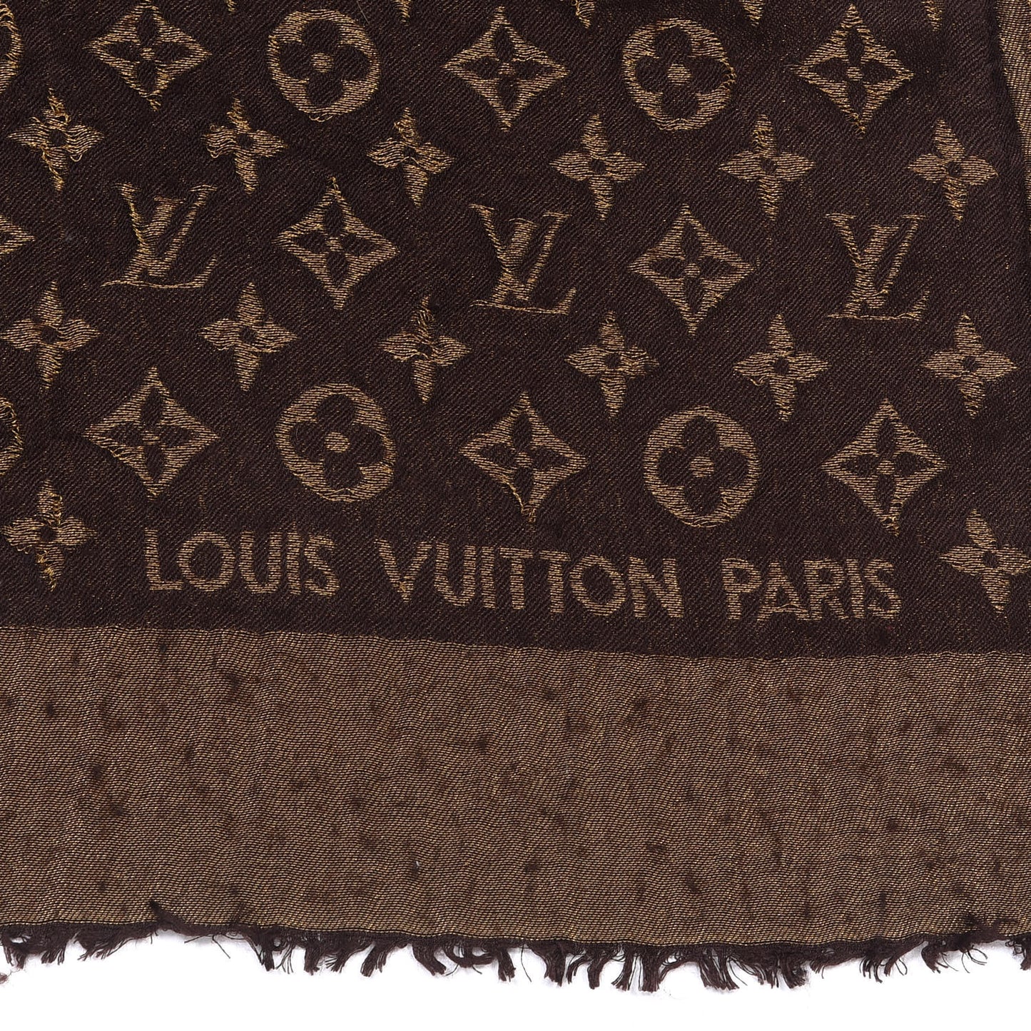Silk Lurex Wool Monogram Shine Shawl Brown
