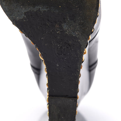 Chanel Lambskin CC Chain Wedge Boots 40 Black 9 of 12
