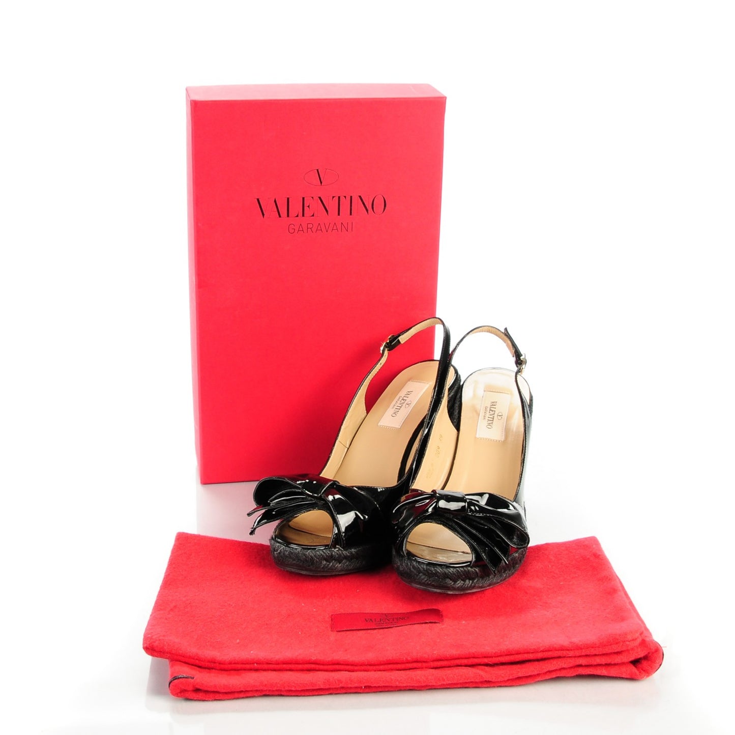 Patent Bow Espadrille Slingback Wedges Black 39