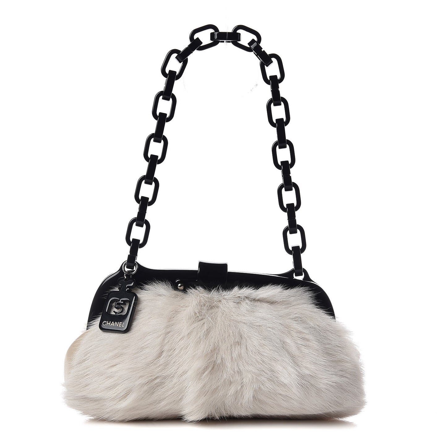 Rabbit Fur N°5 Frame Bag Beige