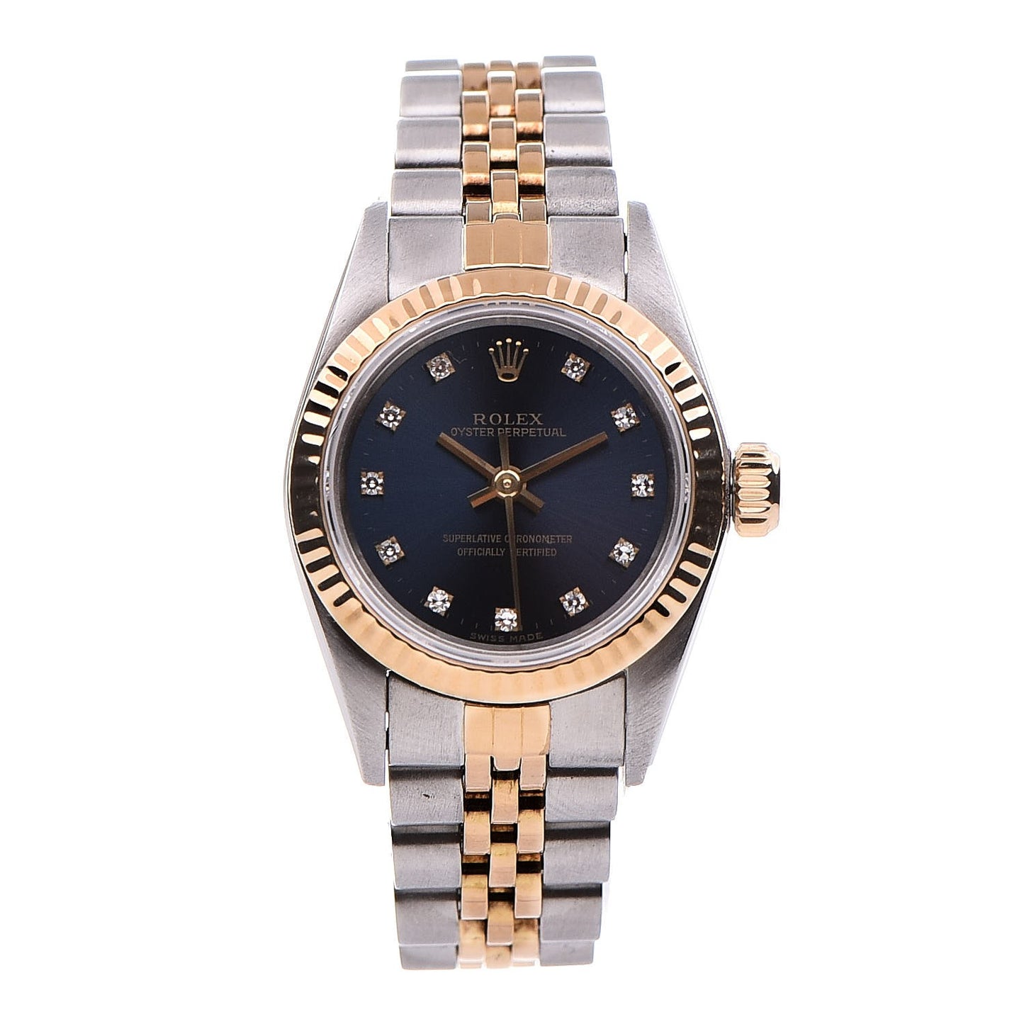 Stainless Steel 18K Yellow Gold Diamond 26mm Oyster Perpetual Datejust Watch Black 67193