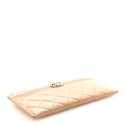 Chanel Lambskin Quilted Classic Zip Boy Pouch Beige 4 of 8