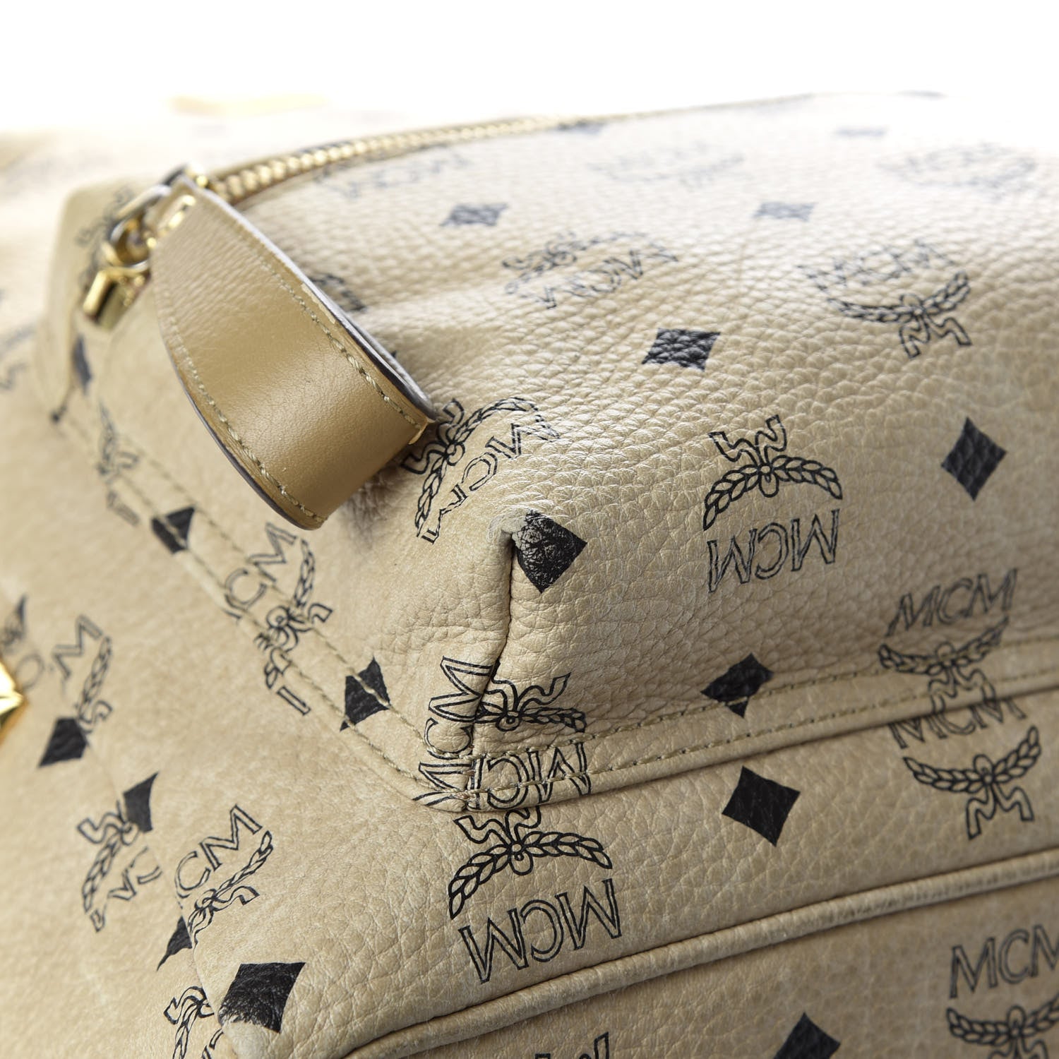 MCM Visetos Medium Side Studs Stark Backpack Beige 10 of 13