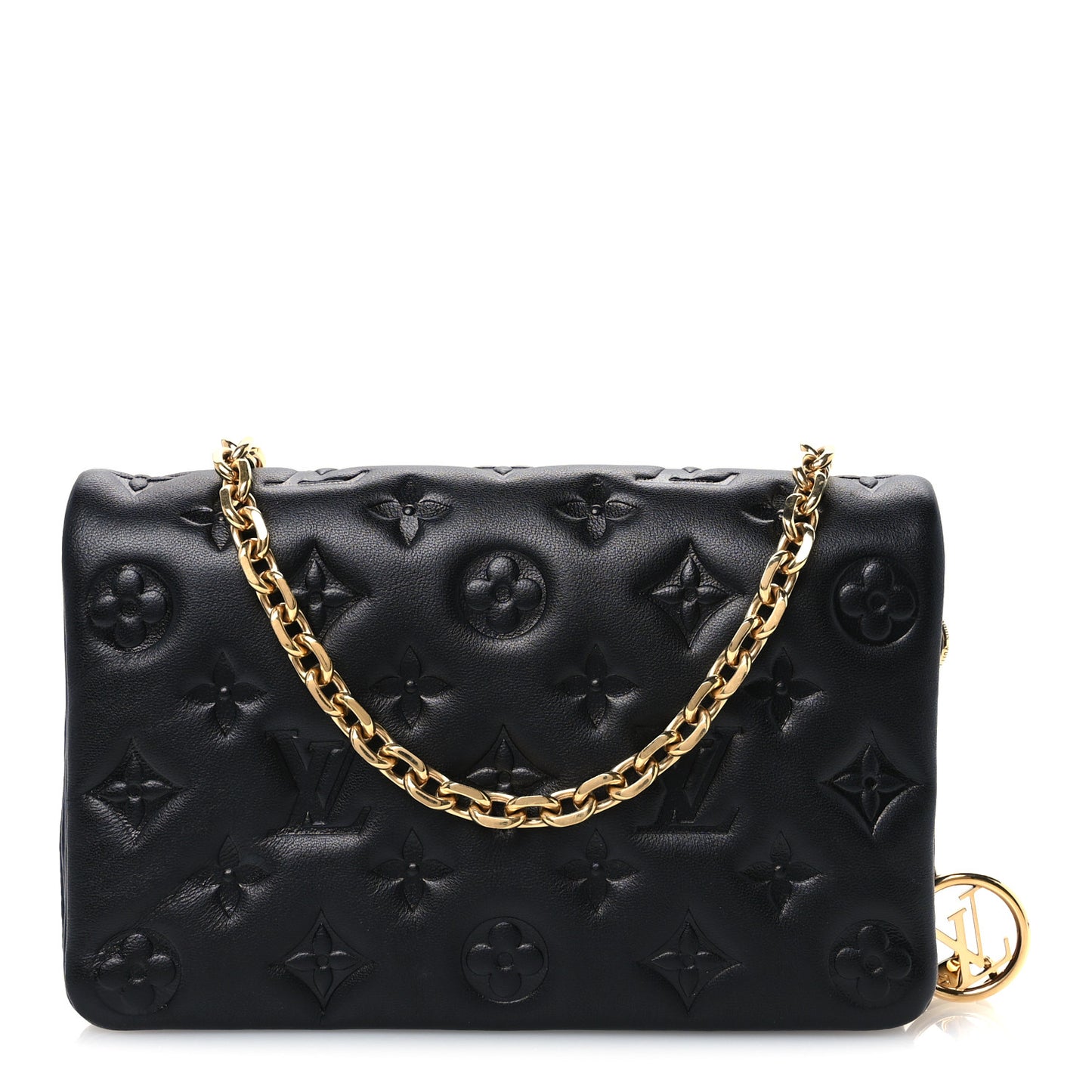 Lambskin Embossed Monogram Pochette Coussin Black