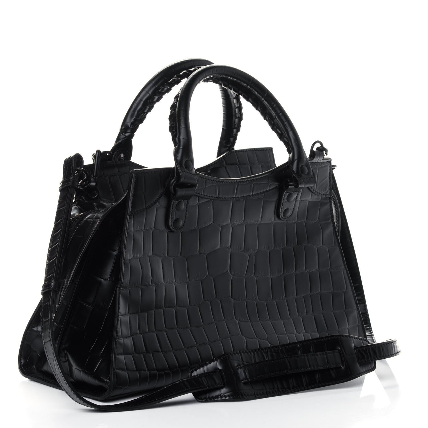 Balenciaga Semi Shiny Calfskin Crocodile Embossed Neo Classic Black Hardware S City Black 3 of 4