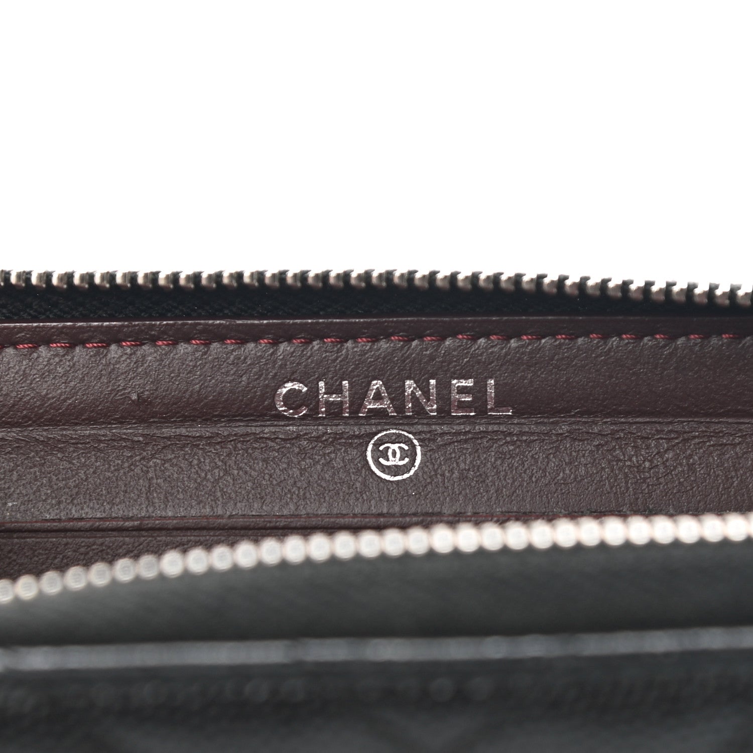 Chanel Caviar Chevron Quilted Small Zip Around Wallet Black 6 of 13