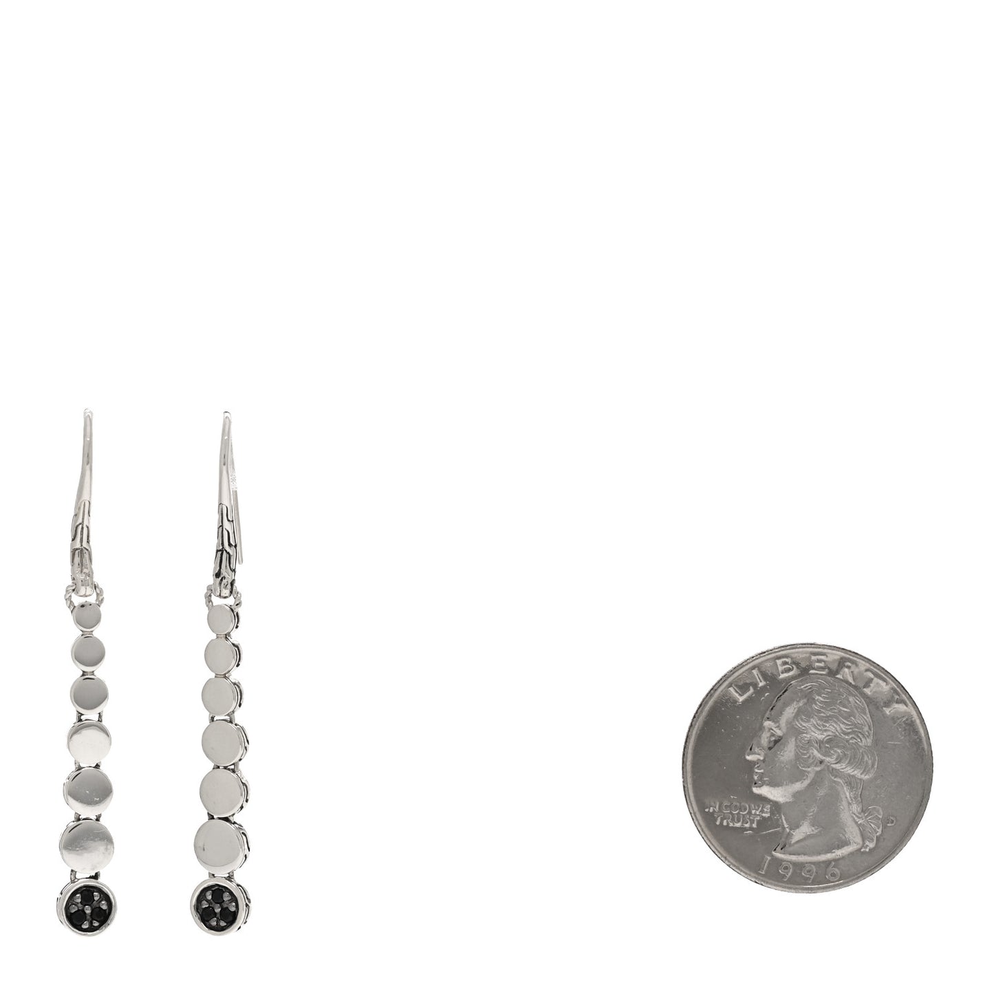 Sterling Silver Black Sapphire Dot Drop Earrings