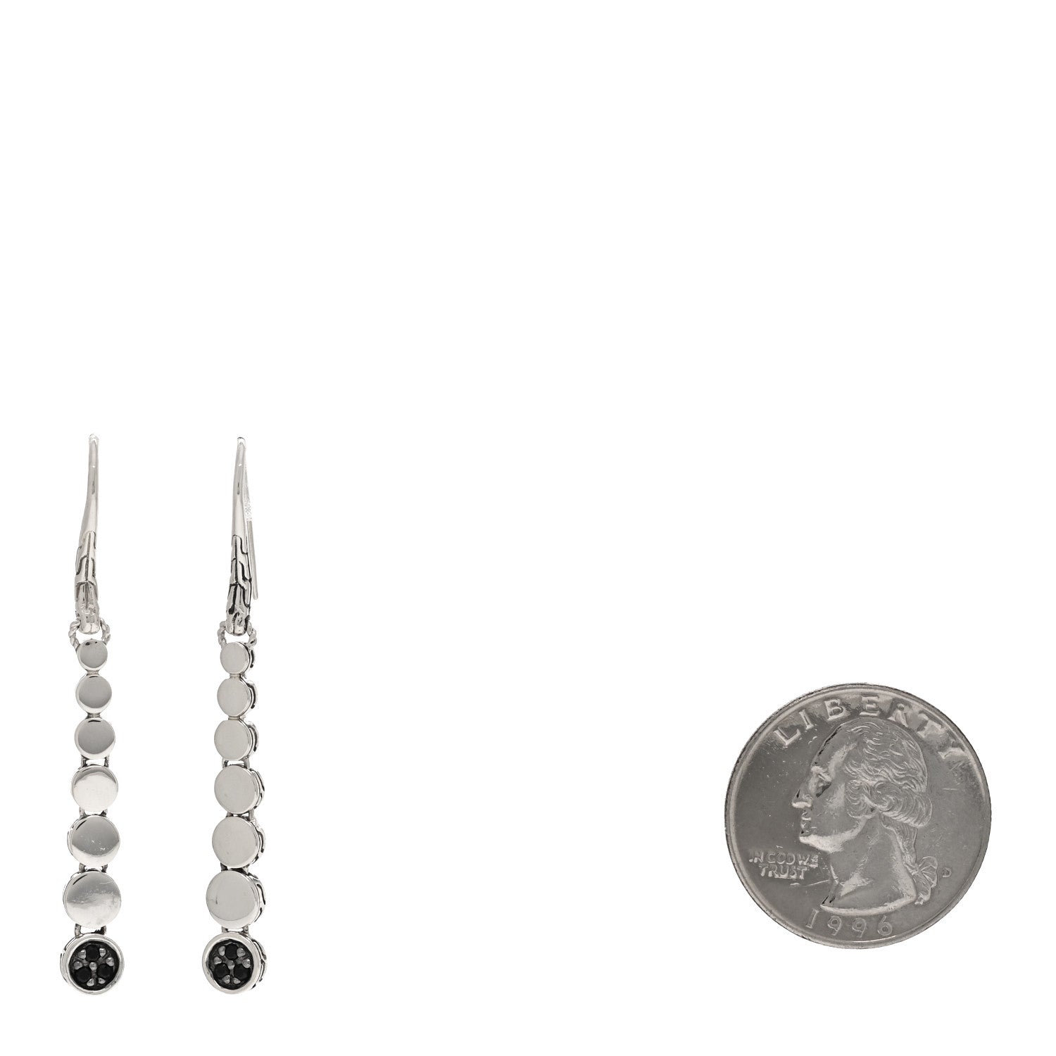 John Hardy Sterling Silver Black Sapphire Dot Drop Earrings 2 of 4