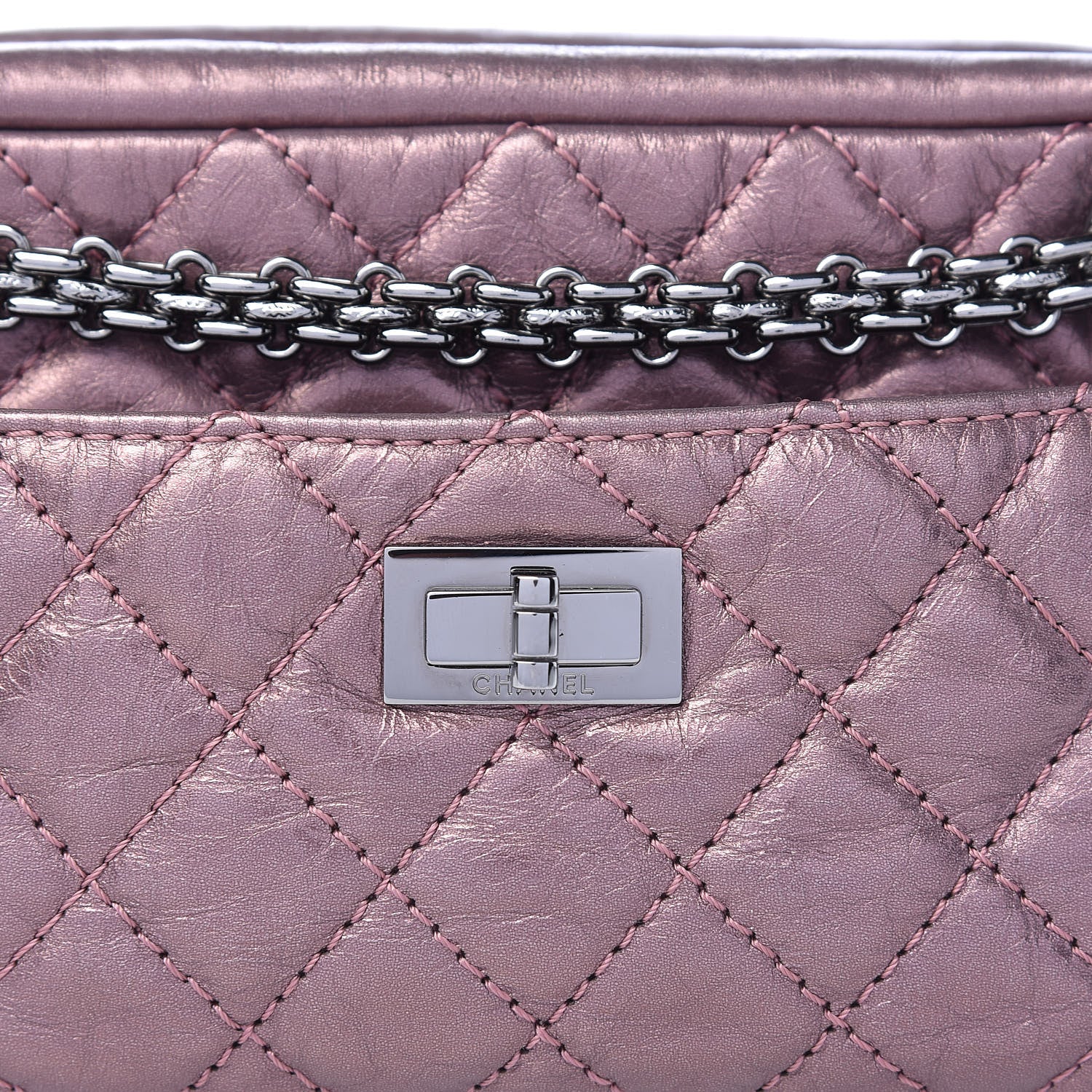 Chanel Metallic Aged Calfskin Quilted Small Reissue Camera Case Rose Fonce 8 of 10