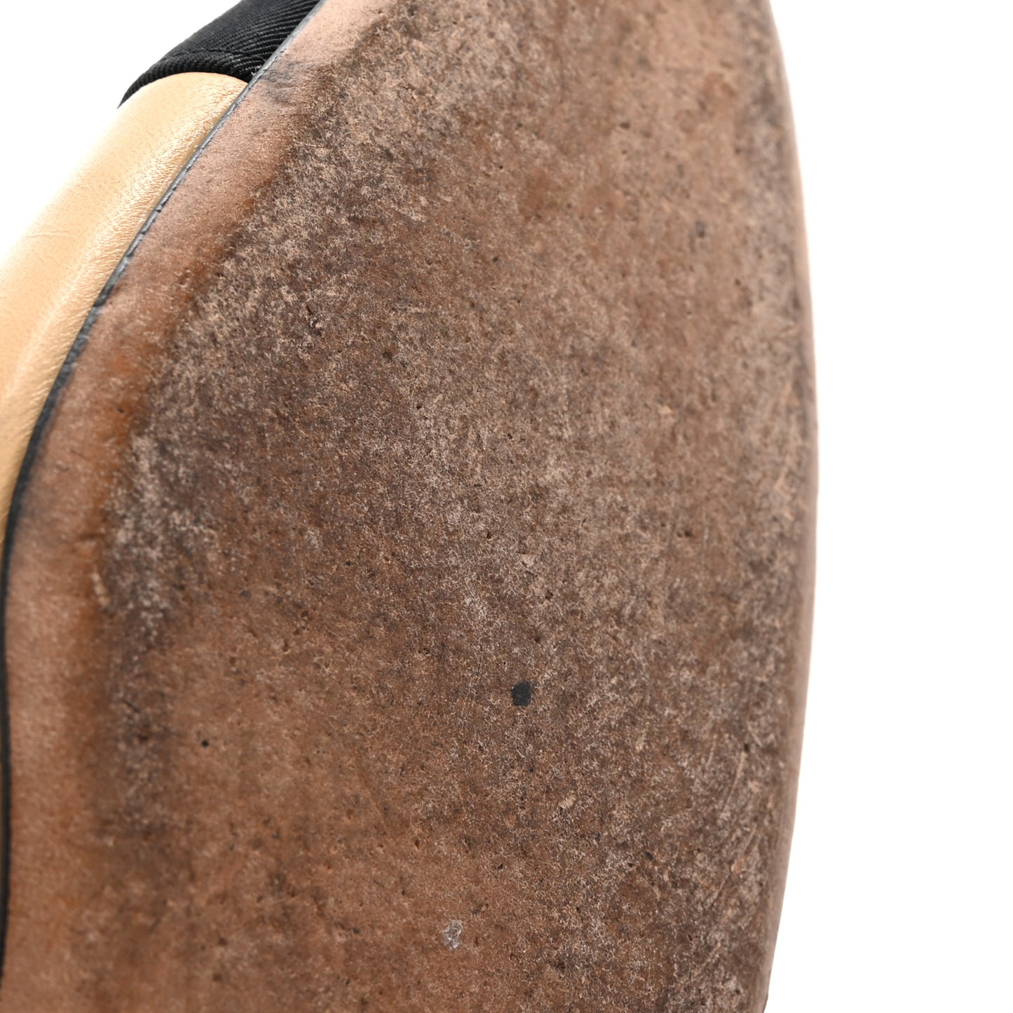 Goatskin Grosgrain Cap Toe CC Slingback Sandals 37.5 Beige Black