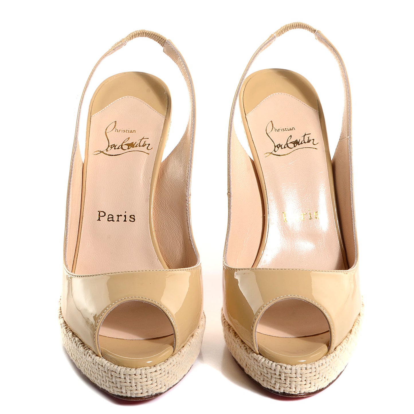 Patent YoYo Zeppa 120 Platform Slingback Peep Toe Pumps 37.5 Beige