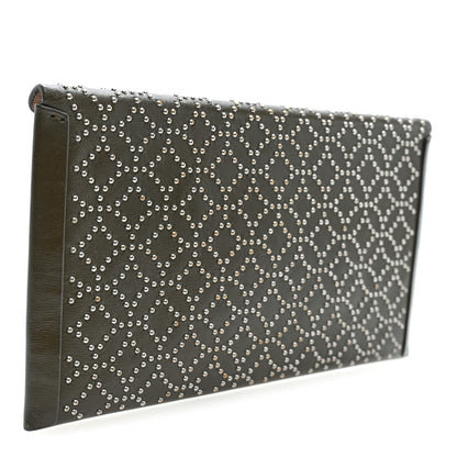 Alaia Calfskin Arabesque Studded Small Louise Envelope Clutch Olive 3 of 6
