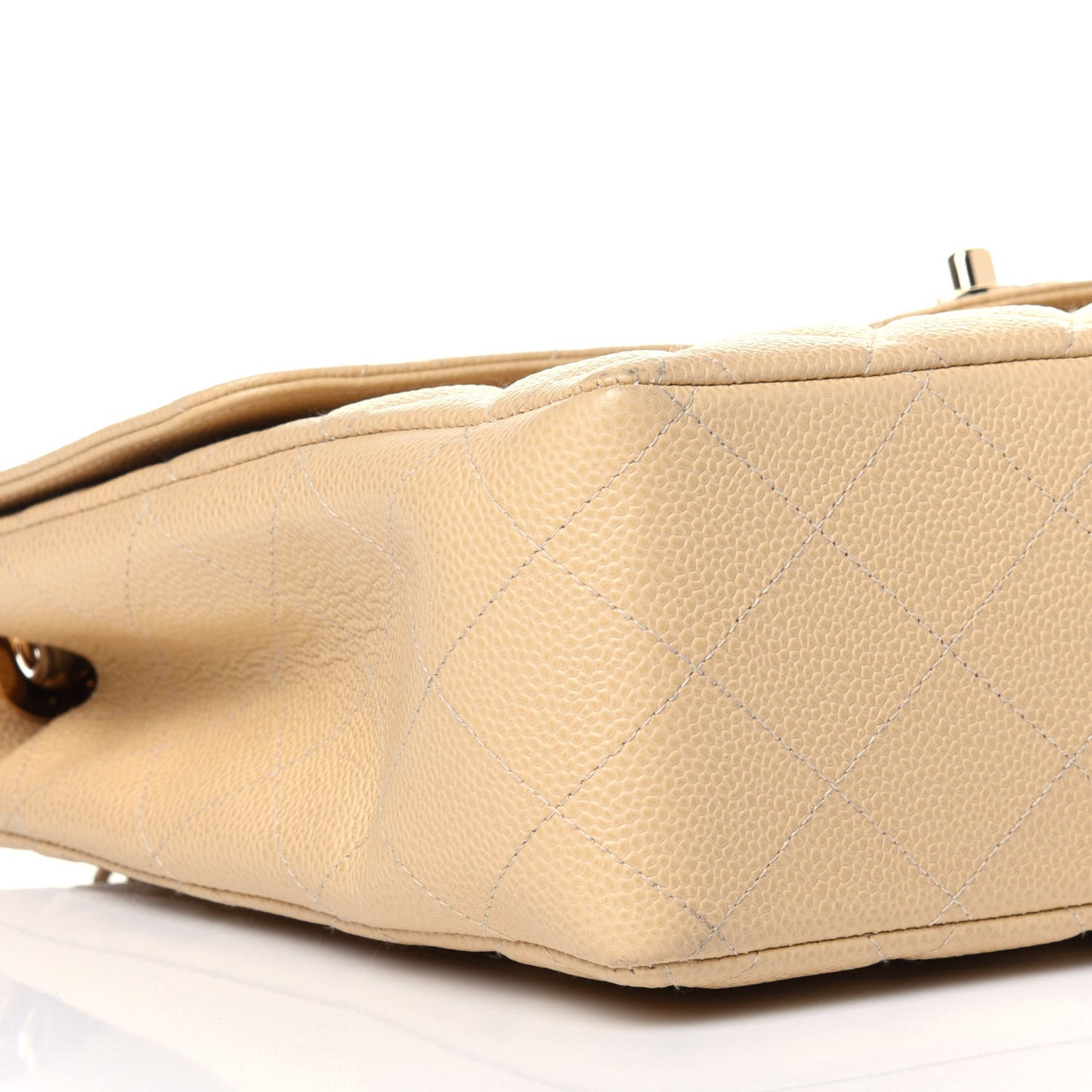 Caviar Quilted Jumbo Single Flap Beige