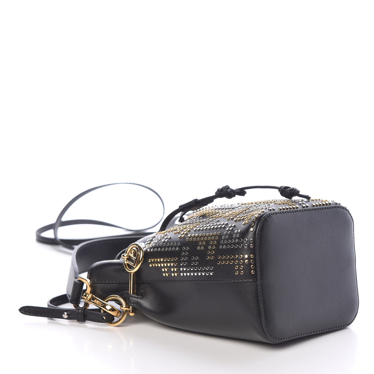 Fendi Vitello Liberty F is Fendi FF Studded Mini Mon Tresor Bucket Bag Black 4 of 9